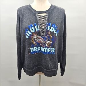 Arizona Jeans Co. Soft Knit Gray Lightweight‎ Top "Invincible Dreamer Size Large